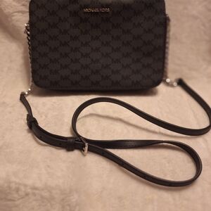 Michael Kors Jet Set Monogram Black Crossbody Bag
